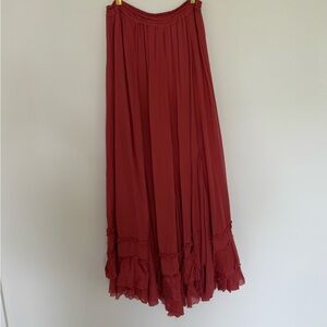 Free People Red Layered Maxi Skirt